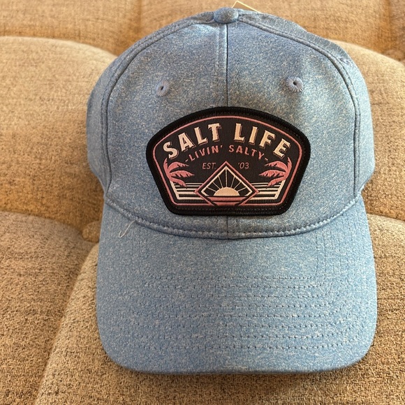 Salt Life Blue Hat with Pink Logo - Picture 2 of 5
